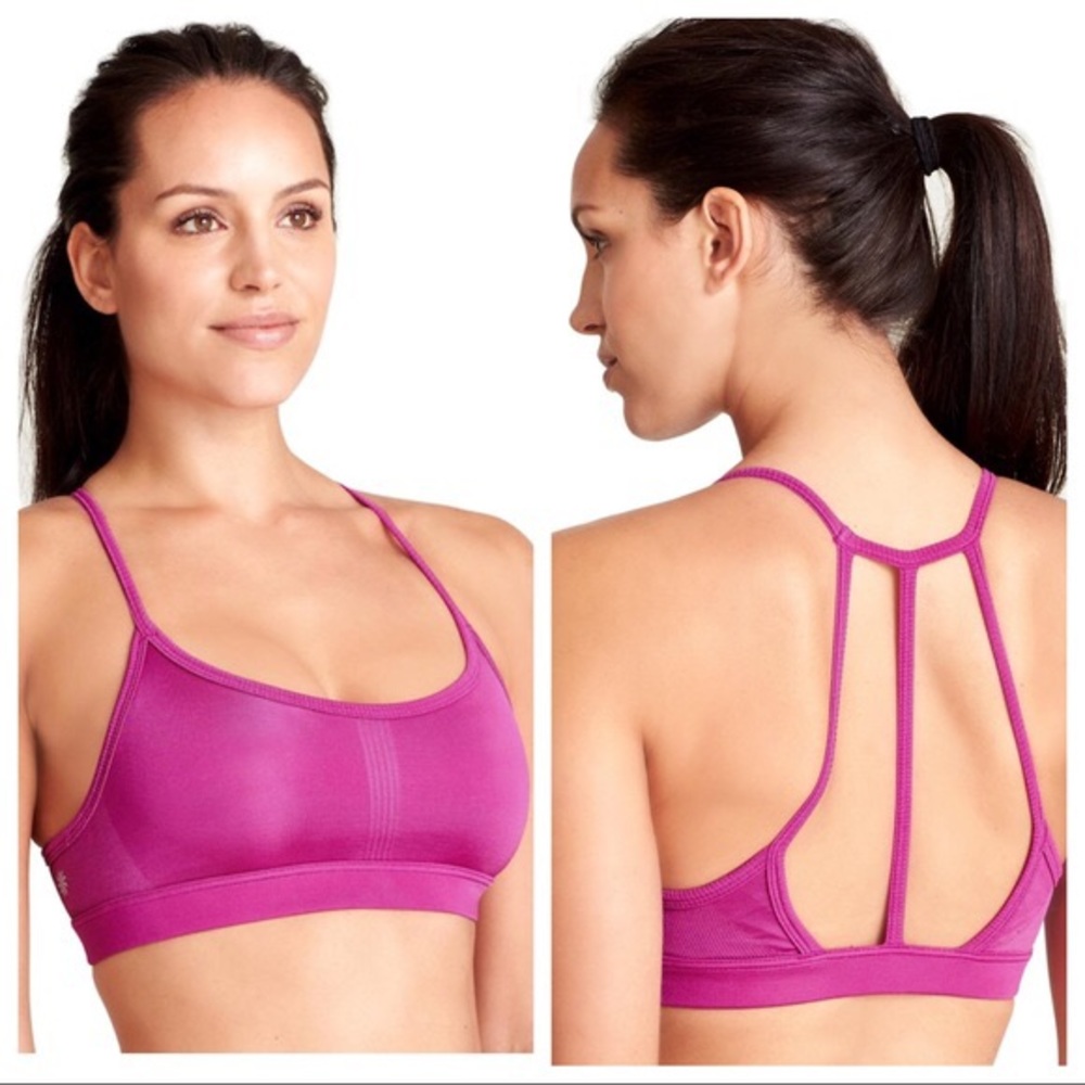 Athleta Crush Metallic Sports Bra - Berry crush